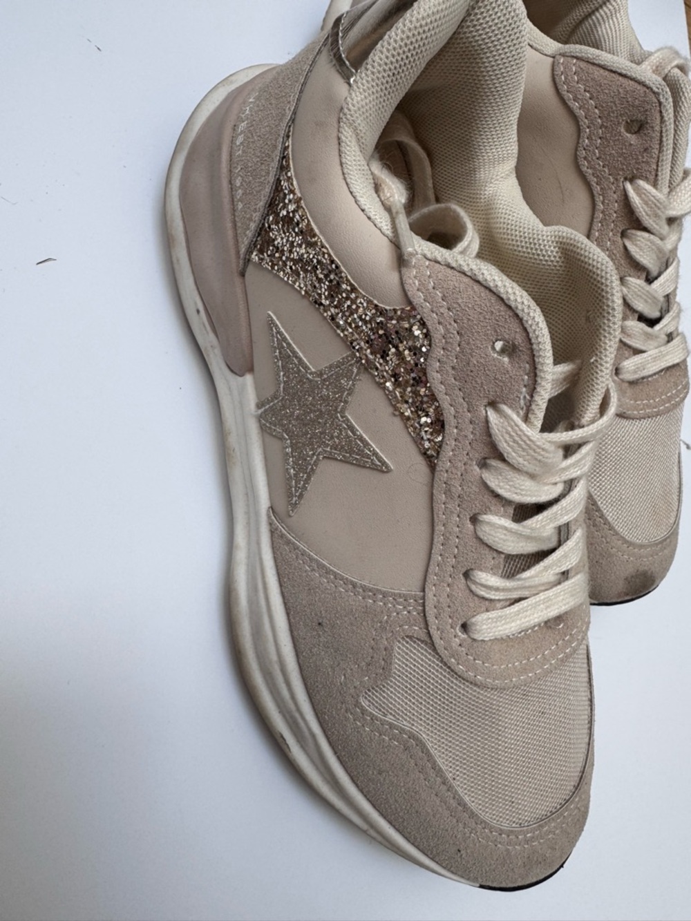Vintage Havana beige / gold glitter sneakers